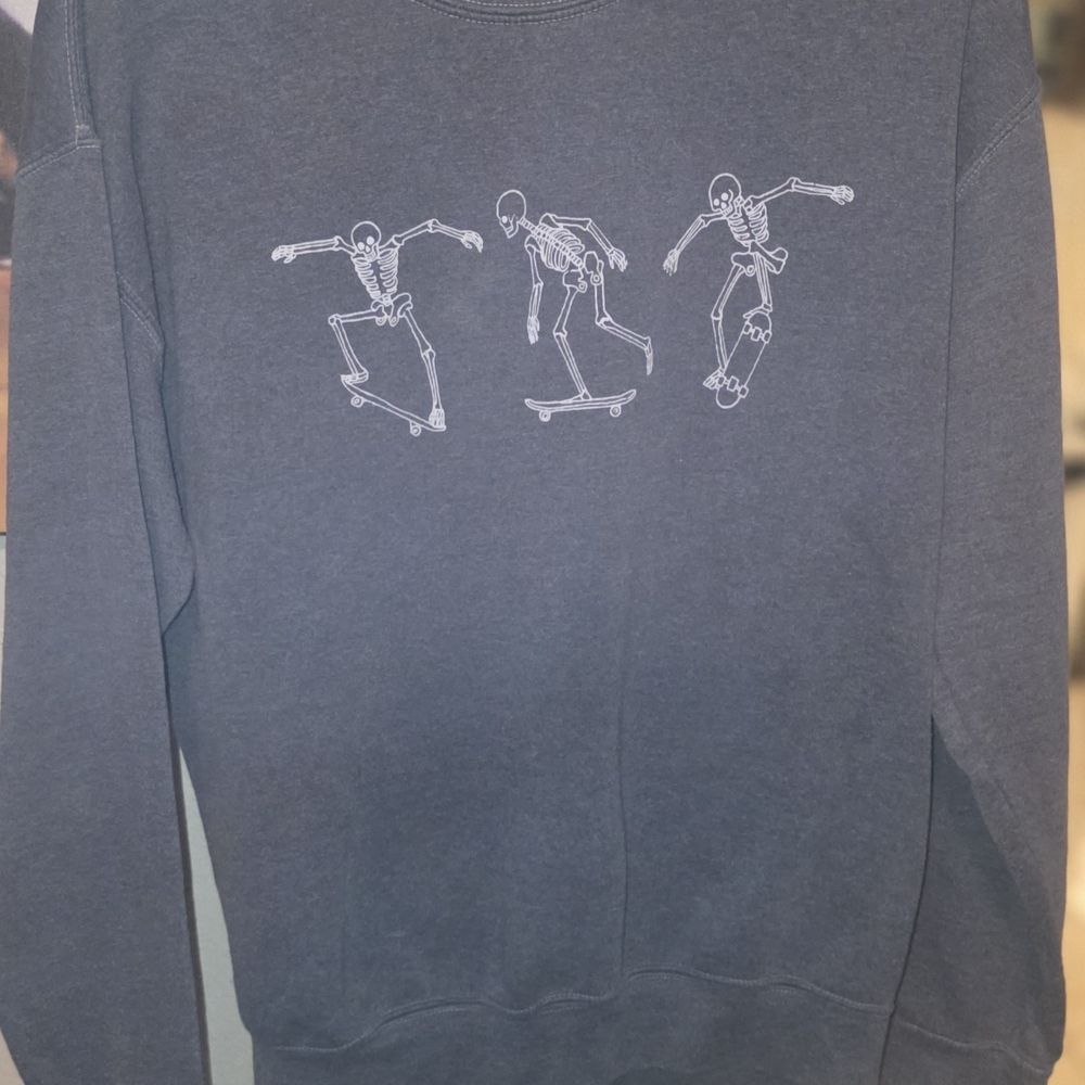Full Tilt Men's Charcoal Skeleton Skateboard Crewneck Sweater